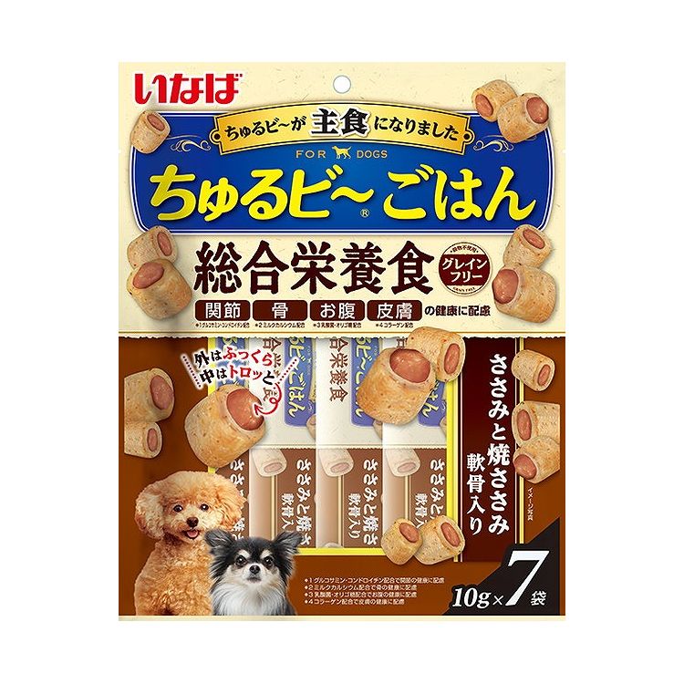 樂天商城 - 【4個セット】 いなば ちゅるビ〜ごはん ささみと焼ささみ 軟骨入り 10g×7袋