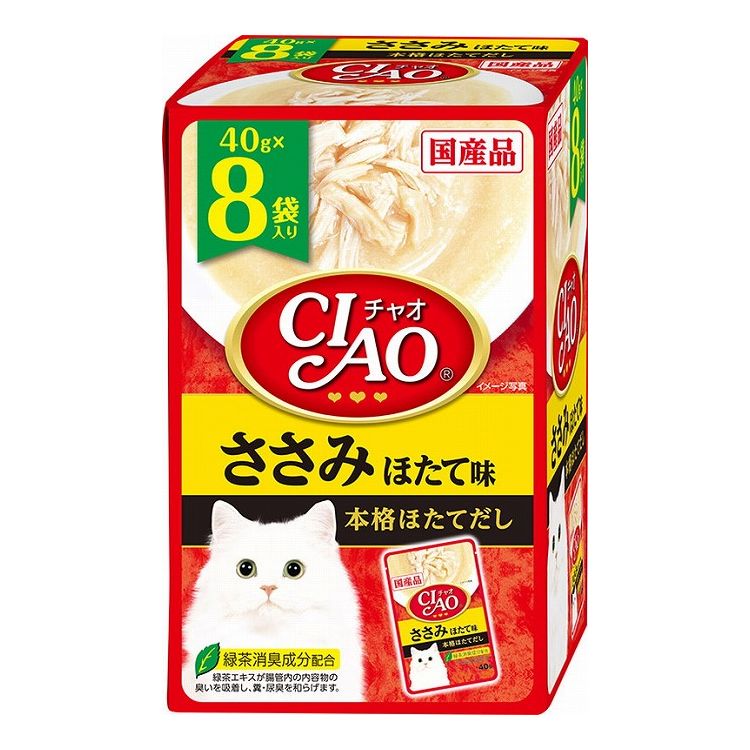 乾糧 - 【8個セット】 CIAO パウチ ささみ ほたて味 40g×8袋 x8【送料無料】