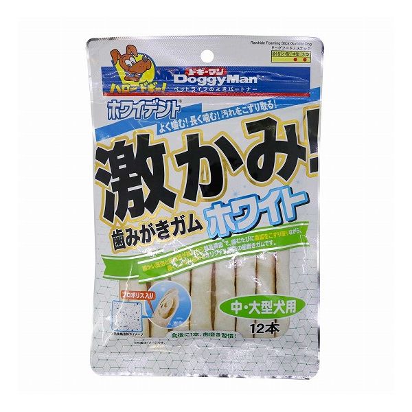 【商品説明】噛むたびに、歯の汚れをこそげ落とす特殊構造ガム！細かい気泡と繊維質が絡み合う特殊構造で、噛むたびに歯垢をこすり取りながら、長くしっかりと噛めるオリジナル製法の歯磨きガムです。・牛皮ガムの細かい気泡と密度の高い繊維質が、噛むたびに歯に絡みついた歯垢をこすり取って除去します。・繊維質の密度が高く、複雑に絡み合った生地を重ねることでしっかりとした噛みごたえが生まれ、より効果的に歯垢を除去します。・ミツバチが作り出す天然成分プロポリスを配合した、与えやすいスティックタイプの歯みがきガムです。●原材料(成分)牛皮、プロポリス●賞味／使用期限(未開封)24ヶ月※仕入れ元の規定により半年以上期限の残った商品のみ出荷致します●保存方法別途パッケージに記載●原産国または製造地ベトナム●メーカー名ドギーマンハヤシ 株式会社【送料について】北海道、沖縄、離島は送料を頂きます。