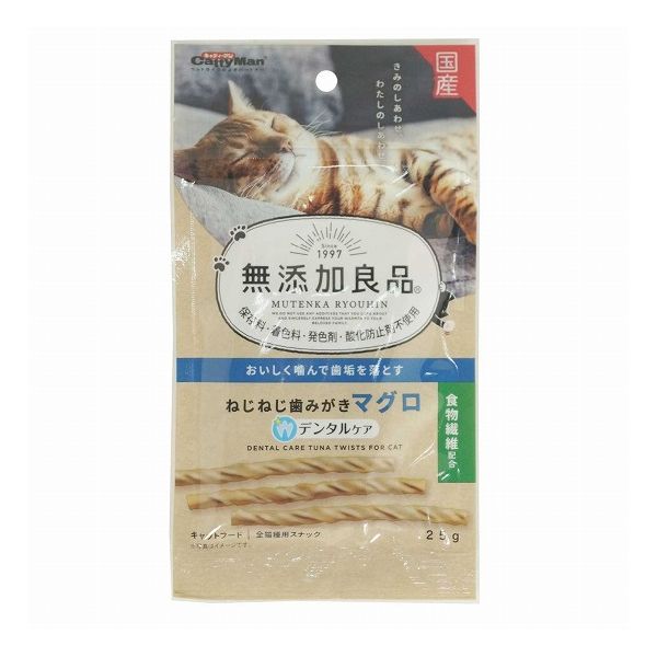 【4個セット】 キャティーマン 無添加良品 ねじねじ歯みがき マグロ味 25g x4