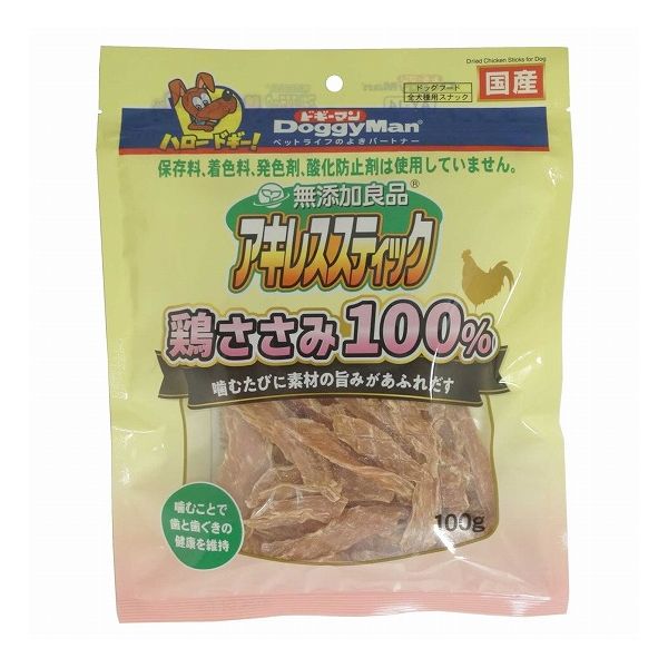 【6個セット】 ドギーマン 無添加良品 アキレススティック 鶏ささみ100 100g x6【送料無料】