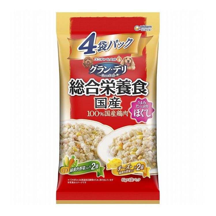 Old Dogs - 【6個セット】 ユニチャーム グラン・デリ 総合栄養食国産パウチ ほぐし成犬用野菜×チーズ 65g×4袋【送料無料】
