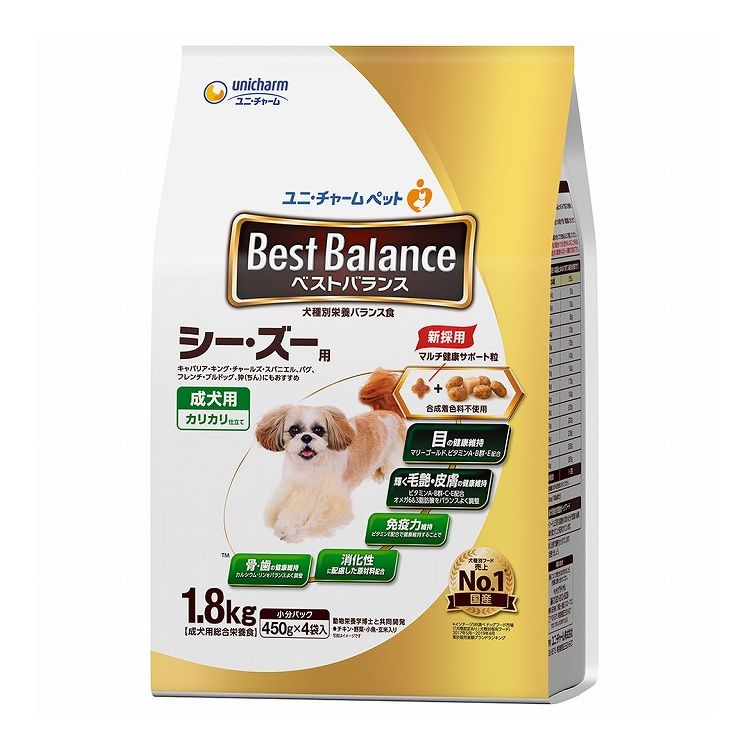 Semi Moist Food - 【4個セット】 ユニチャーム ベストバランス カリカリ仕立て シー・ズー用 1.8kg【送料無料】