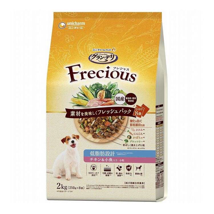 樂天商城 - 【4個セット】 ユニチャーム グラン・デリ フレシャス アダルト成犬用 低脂肪設計 チキン&小魚入り 2kg【送料無料】