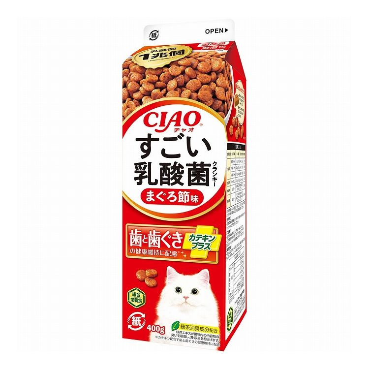 【8個セット】 CIAO すごい乳酸菌クランキー牛乳パック まぐろ節味 400g x8【送料無料】