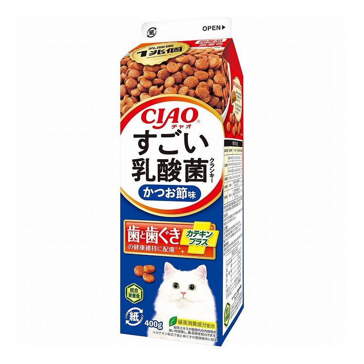 【2個セット】 CIAO すごい乳酸菌クランキー牛乳パック かつお節味 400g x2
