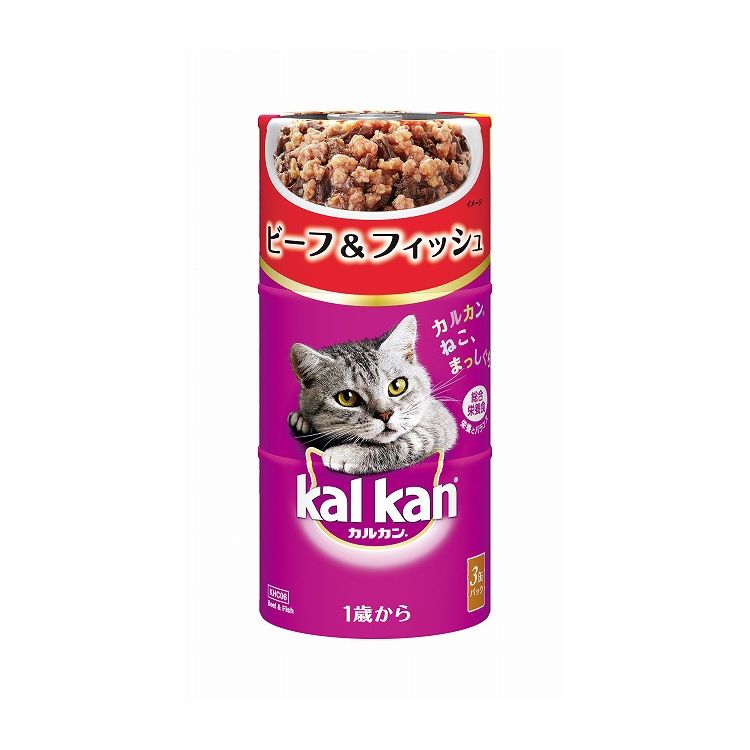 樂天商城 - カルカン ハンディ缶 1歳から ビーフ&フィッシュ 160g×3缶パック