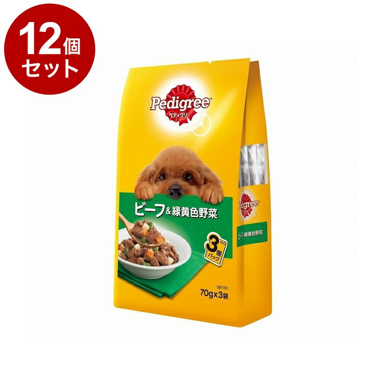 Premium - 【12個セット】 ペディグリー 成犬用 ビーフ&緑黄色野菜 70g×3袋【送料無料】