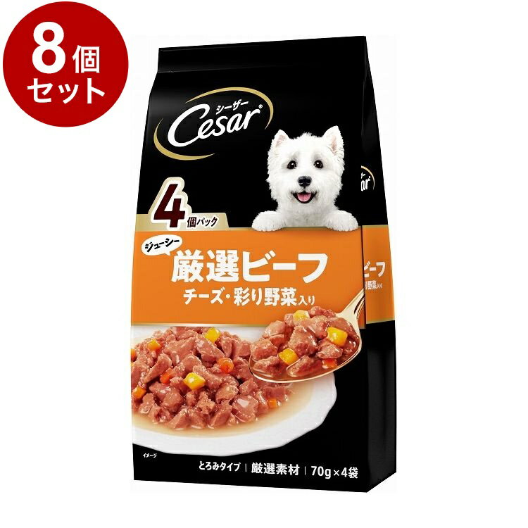 Rakuten - 【8個セット】 シーザー ジューシー厳選ビーフ入り チーズ・彩り野菜入り 70g×4袋【送料無料】