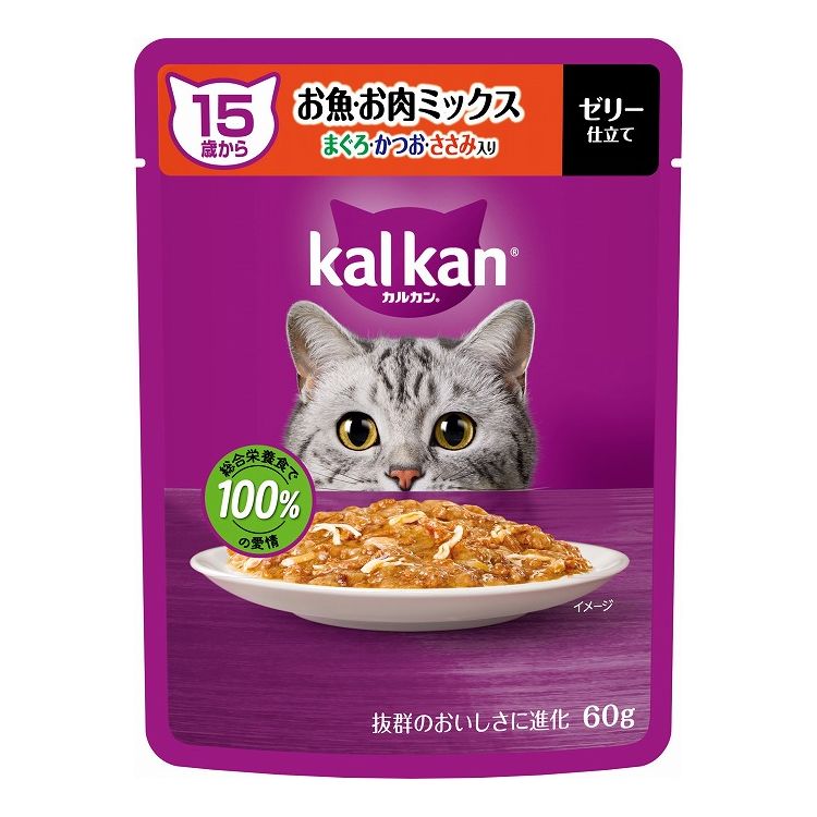 樂天商城 - マース カルカン パウチ 15歳から お魚・お肉ミックス まぐろ・かつお・ささみ入り 60g