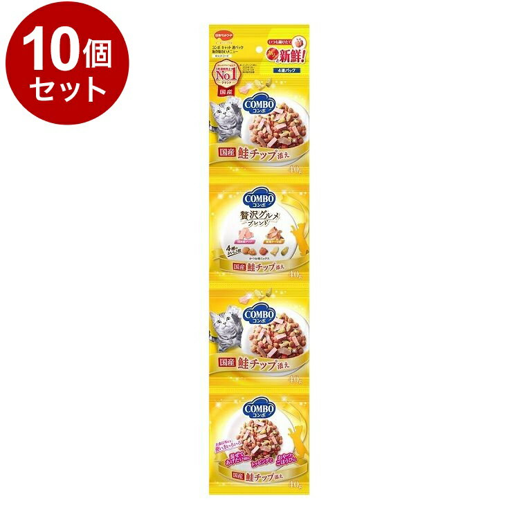 【10個セット】 日本ペットフード コンボ キャット 連パック 海の味わいメニュー 鮭チップ添え 160g (40g×4連)【送料無料】