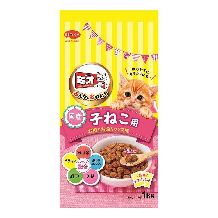 Natural - 日本ペットフード ミオドライミックス 子ねこ用 お肉とお魚ミックス味 1kg