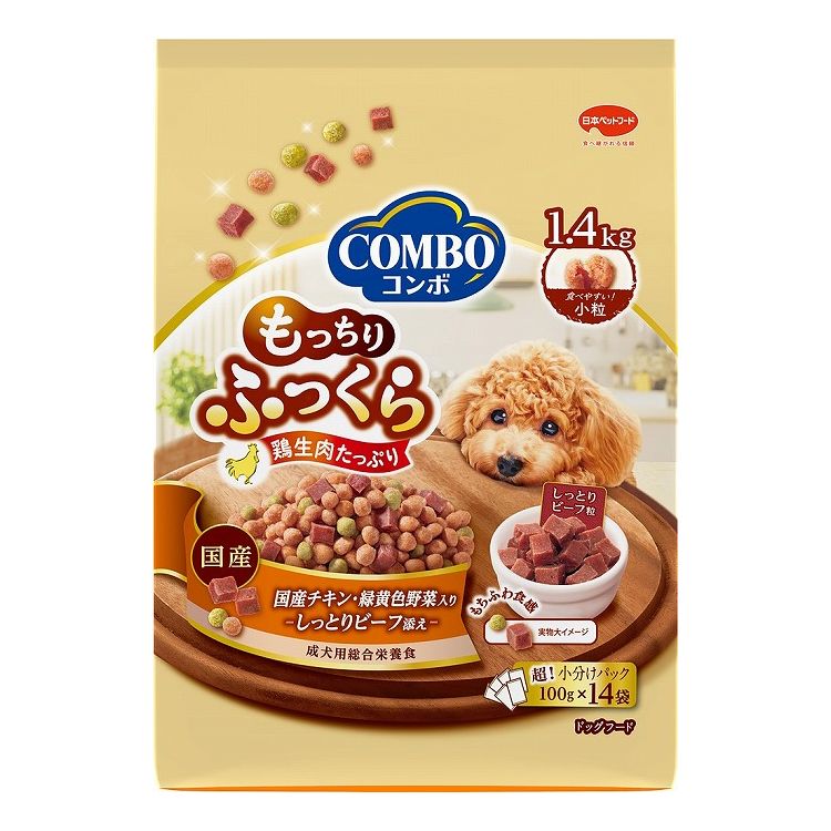 Natural - 日本ペットフード コンボ ドッグ もっちりふっくら 国産チキン・しっとりビーフ添え 1.4kg (100g×14袋)