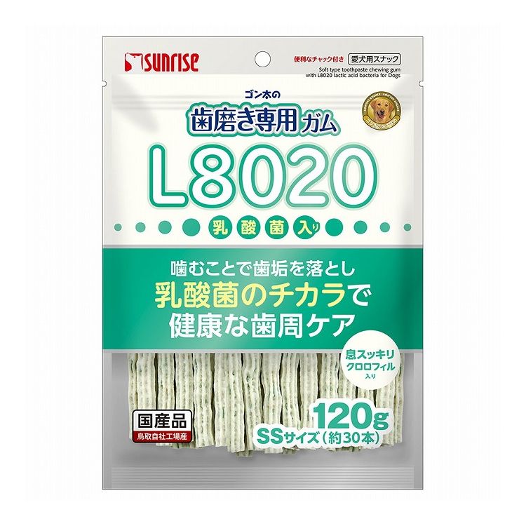 マルカン サンライズ ゴン太の歯磨き専用ガムSSサイズ L8020乳酸菌入り クロロフィル入り 120g