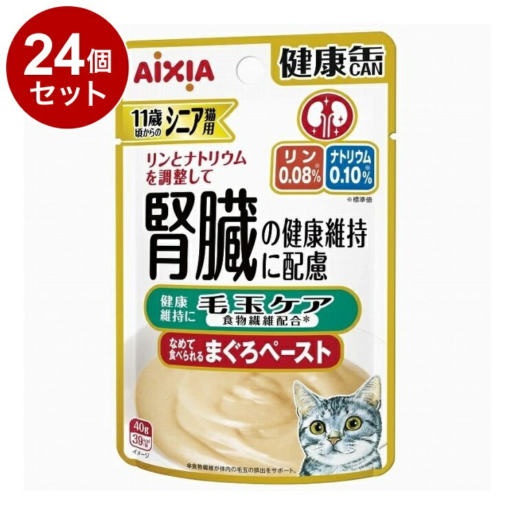 【24個セット】 アイシア 健康缶パウチ シニア猫用 毛玉ケア 40g【送料無料】