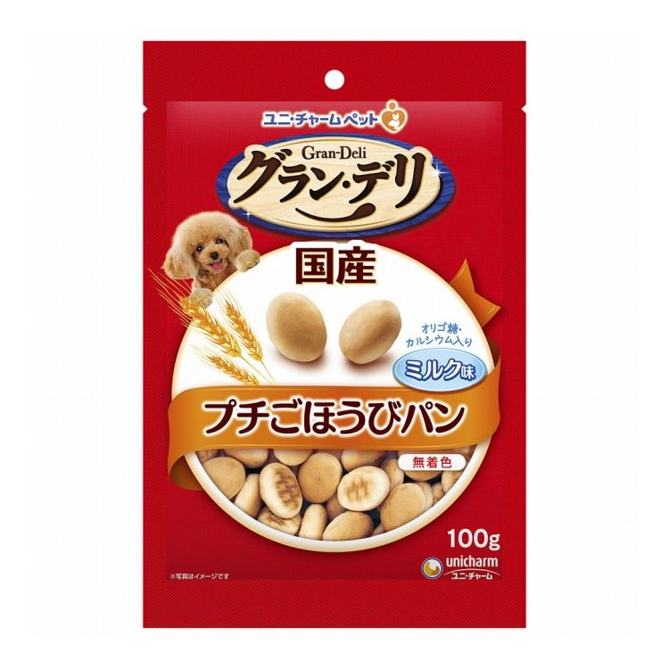 ユニチャーム グランデリ おやつ プチごほうびパン ミルク味 100g