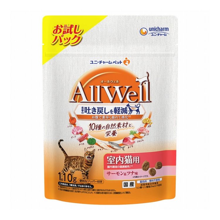 樂天商城 - ユニチャーム AllWell 10種の自然素材 室内猫用 サーモン&ツナ味 110g