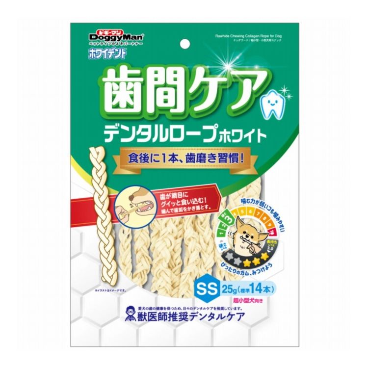 Chewing Gums - ドギーマン ホワイデント 歯間ケア デンタルロープ ホワイト SS25g(標準14本)