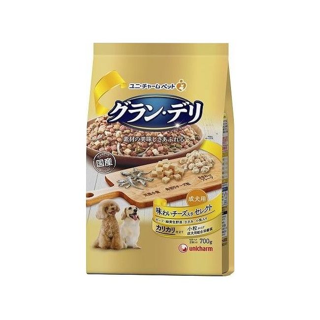 樂天商城 - ユニチャーム グランデリ カリカリ仕立て 成犬用味わいチーズ入りセレクト 700g 日本製 国産