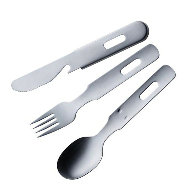 【商品説明】食事で出番の多いナイフ、フォーク、スプーンが1つになったカトラリーセットです。小型でコンパクトなサイズ感なので、荷物にならず持ち運びに最適です。ナイフは栓抜きとしての機能も付いています。カトラリーはすべて重ねてコンパクトに収納できます。【商品情報】■サイズ約 幅3.7×奥行1.8×高さ16.5（cm） 重量：約 90g■材質18-8ステンレス ナイフ：ステンレス■生産国日本製■セット内容1本 （ナイフ、フォーク、スプーン）■備考食器洗い乾燥機：使用可能 電子レンジ：使用不可 オーブン：使用不可【代引きについて】こちらの商品は、代引きでの出荷は受け付けておりません。【送料について】北海道、沖縄、離島は送料を頂きます。
