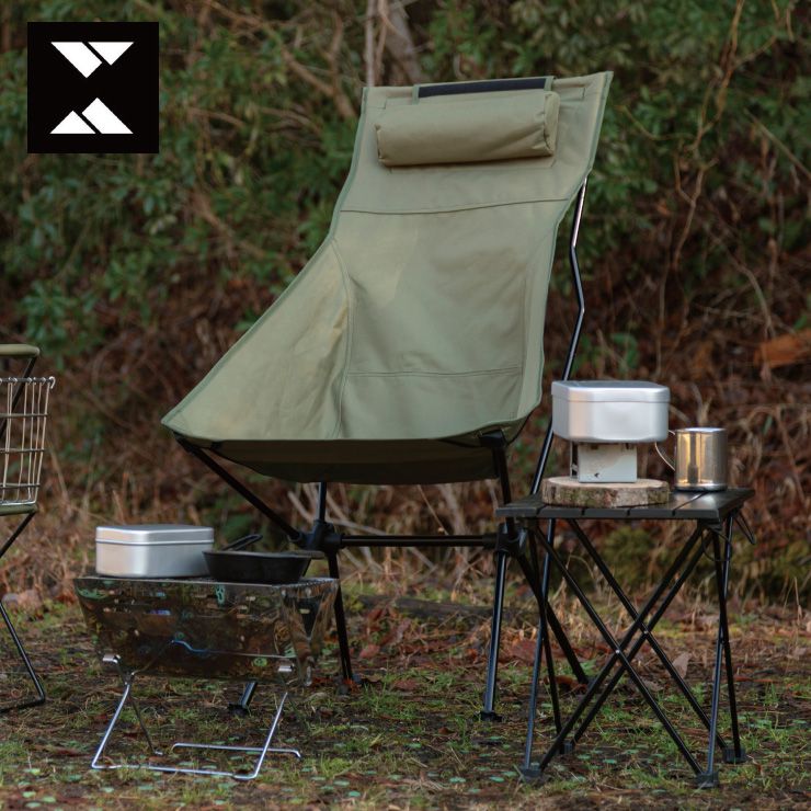 UN+USUAL アニュージュアル コンパクトチェア ハイバック クッション付きチェア コンパクト収納可 キャンプ椅子 キャンプチェア
