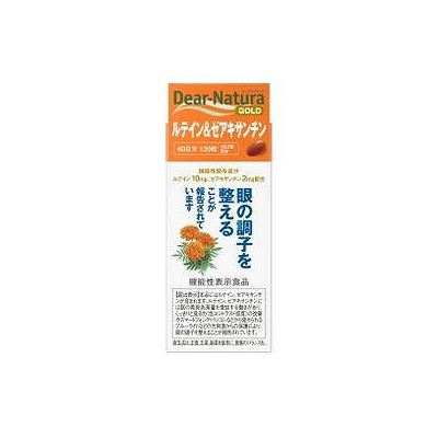 メーカー名:アサヒグループ食品特定分類:機能性表示食品(届出番号:A58)生産国:日本賞味期限:別途パッケージに記載JAN:4946842638208●眼の調子を整える●【届出表示】本品にはルテイン、ゼアキサンチンが含まれます。ルテイン、ゼアキサンチンには眼の黄斑色素量を維持する働きがあり、コントラスト感度の改善やブルーライトなどの光刺激からの保護により、眼の調子を整えることが報告されています。●香料・着色料・保存料無添加【召し上がり方】・1日2粒が目安【ディアナチュラゴールド ルテイン＆ゼアキサンチン 60日分の原材料】オリーブ油／ゼラチン、グリセリン、マリーゴールド、乳化剤【栄養成分】(1日2粒(480mg)当たり)エネルギー・・・3.05kcaLたんぱく質・・・0.18g脂質・・・0.24g炭水化物・・・0.042g食塩相当量・・・0〜0.0003g(機能性関与成分)ルテイン・・・10mgゼアキサンチン・・・2mg【注意事項】・1日の摂取目安量を守ってください。・体調や体質により、まれに発疹などのアレルギー症状が出る場合があります。・本品は、疾病の診断、治療、予防を目的としたものではありません。・本品は、疾病に罹患している者、未成年者、妊産婦(妊娠を計画している者を含む。)及び授乳婦を対象に開発された食品ではありません。・疾病に罹患している場合は医師に、医薬品を服用している場合は医師、薬剤師に相談してください。・体調に異変を感じた際は、速やかに摂取を中止し、医師に相談してください。・小児の手の届かないところにおいてください。・本品は、事業者の責任において特定の保健の目的が期待できる旨を表示するものとして、消費者庁長官に届出されたものです。ただし、特定保健用食品と異なり、消費者庁長官による個別審査を受けたものではありません。・食生活は、主食、主菜、副菜を基本に、食事のバランスを※メーカーの都合により予告なくパッケージが変更となる場合がございます。ご了承の上お買い求めください。※予告なくパッケージリニューアルをされる場合がございますがご了承ください。※パッケージ変更に伴うご返品はお受け致しかねます。※メーカーの都合により予告なくパッケージ、仕様等が変更となる場合がございます。※当店はJANコードにて管理を行っている為、それに伴う返品、交換等はお受けしておりませんので事前にご了承の上お買い求めください。【送料について】北海道、沖縄、離島は送料を頂きます。