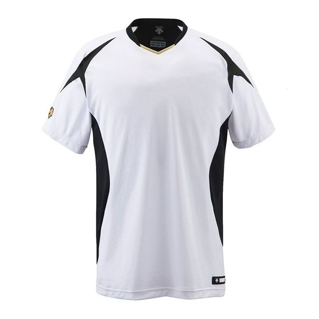 デサント（DESCENTE） ベースボールシャツ DB116 カラー Sホワイト×ブラック×Sゴールド サイズ XA【送料無料】 1