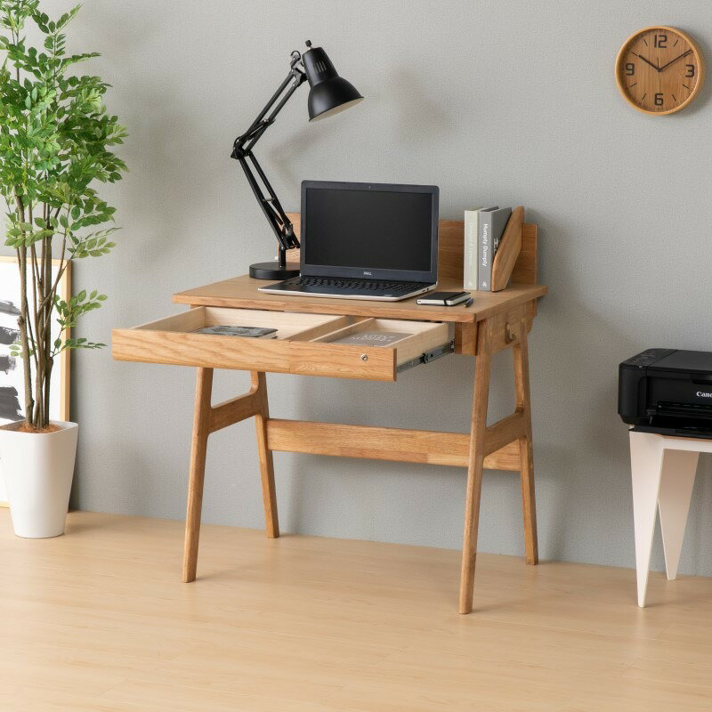 一生紀 学習デスク 引き出し付 幅80cm コンセント付 木製 ブックスタンド 本棚 抗ウイルス 鍵付き おしゃれ ナチュラル 北欧 学習机 書斎机 勉強机 デスク PCデスク ISSEIKI DIALO (代引不可)【送料無料】 [2]