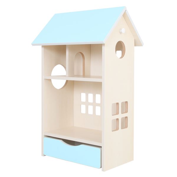 ドールハウス型収納棚 ドールハウスシェルフ スカイブルー 【完成品】 (代引不可)