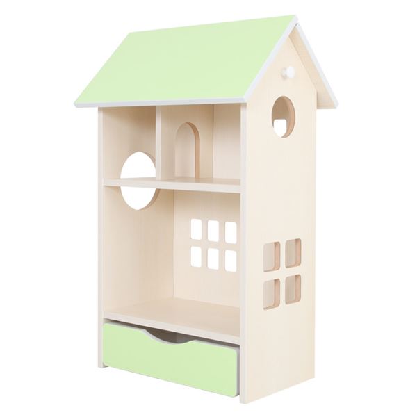 ドールハウス型収納棚 ドールハウスシェルフ ライムグリーン 【完成品】 (代引不可)