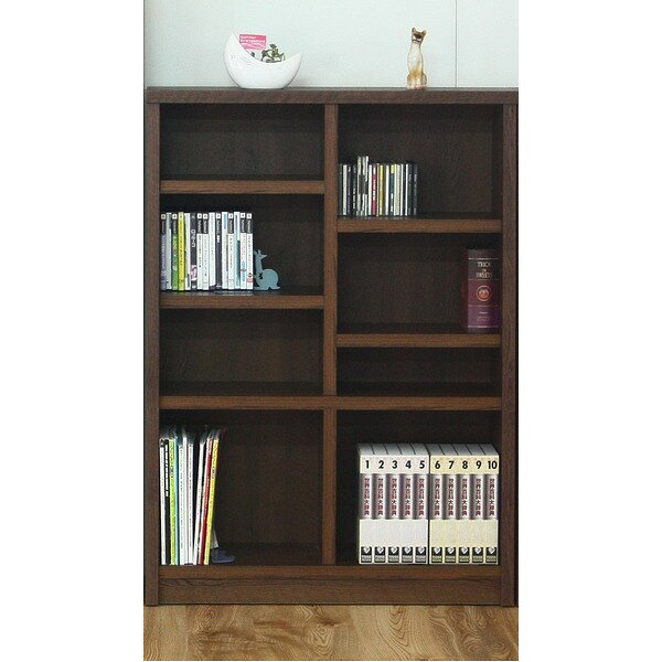 本棚/ブックシェルフ 【幅90cm】 高さ120cm 可動棚板4枚付き 木目調 日本製 ブラウン 【完成品】 (代引不可) [2]