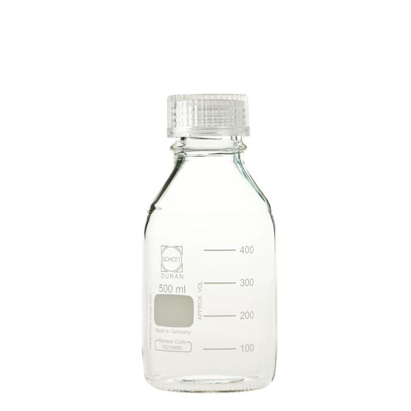 【柴田科学】ねじ口びん(メジュームびん) 透明キャップ付 500mL【10個】 (代引不可)