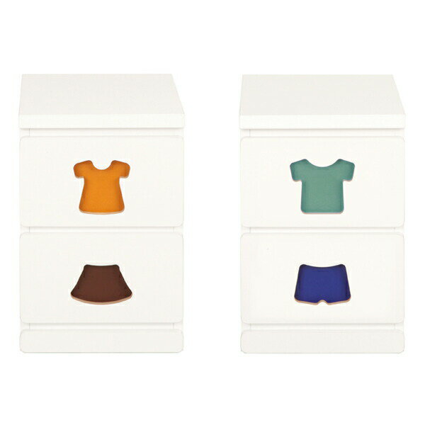 完成品 お片付け チェスト 2杯 日本製 引き出し 二杯 子供用タンス 衣類収納 キッズチェスト 白 組み立て不要 収納 国産 かわいい(代引不可)【送料無料】