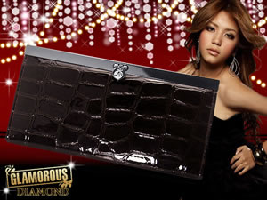 GLAMOROUS DIAMOND 長財布 クロコ型押し HD-229-BR