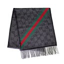 グッチ GUCCI マフラー メンズ レディース 570603 3GB18 1466 ブラック グレー【送料無料】