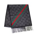 グッチ マフラー（レディース） グッチ GUCCI マフラー メンズ レディース 570603 3GB18 1466 ブラック グレー【送料無料】