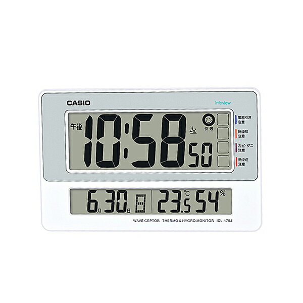カシオ CASIO 掛時計 メンズ レディース IDL-170J-8JF グレー ホワイト国内正規