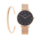 ダニエルウェリントン DANIEL WELLINGTON 腕時計 バングルS 限定セット レディース DW00100217 ペティット PETITE 28mm ブラック BLACK DW00400003 クラシックカフ CLASSIC CUFF ピンクゴールド【送料無料】