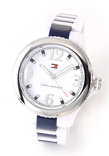 トミーヒルフィガー TOMMY HILFIGER 文字盤にラインストーンが入った、スポーティーなルックスのホワイトブレス 1780952のサムネイル