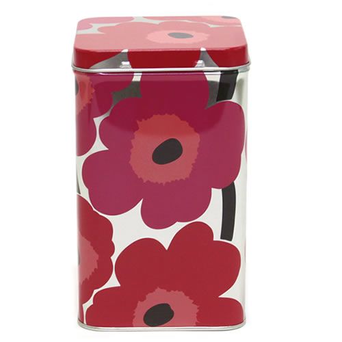 マリメッコ UNIKKO TIN BOX BIG 064459 001 punainen/hopea ウニッコ柄 ブリキ缶 小物入れ ラージサイズのサムネイル
