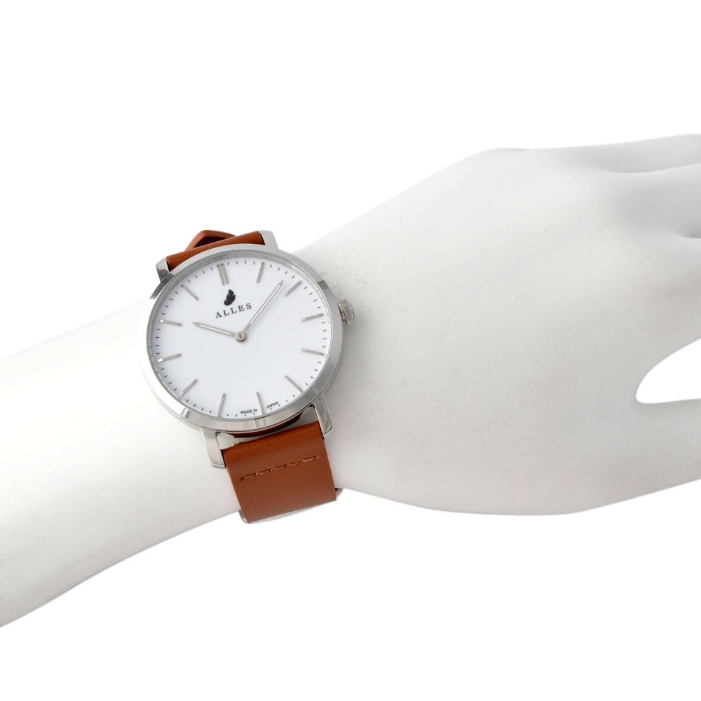 アレス ALLES wbh19a002 【工具不要で取付簡単！】 腕時計用ベルト HOLYレザー ライトブラウン 19mm レバーピン 時計バンド 革バンド ベルトのみ