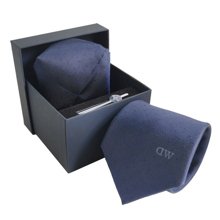 Rakuten - ダニエルウェリントン ネクタイ&タイバー&カフス 3点セットNAVY DW02800020(代引不可)【送料無料】