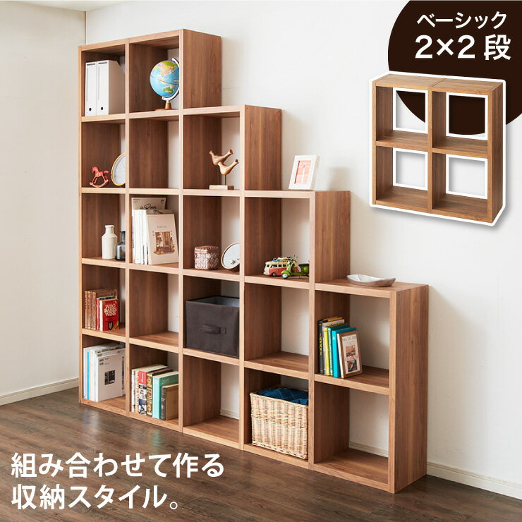 レクタックス 組み合わせオープンラック ラック 収納ラック シェルフ ナチュラル シンプル 収納 本棚 テレビボード TV台 AVボード 組みあわせ カスタム収納 収納棚 2段 二段 2×2(代引不可)【送料無料】のサムネイル