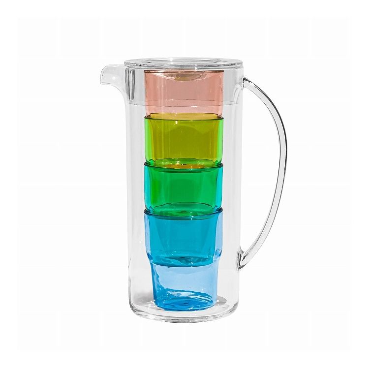 シンプル ピッチャー&スタッキングコップセット 2.6L アソートカラー 樹脂製 ターホン TarHong ピッチ..