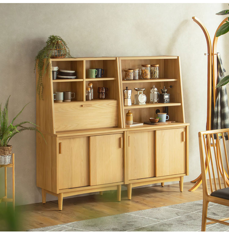 キャビネット フラップタイプ 幅75cm 大川家具 棚 サイドキャビネット 完成品 リビ...