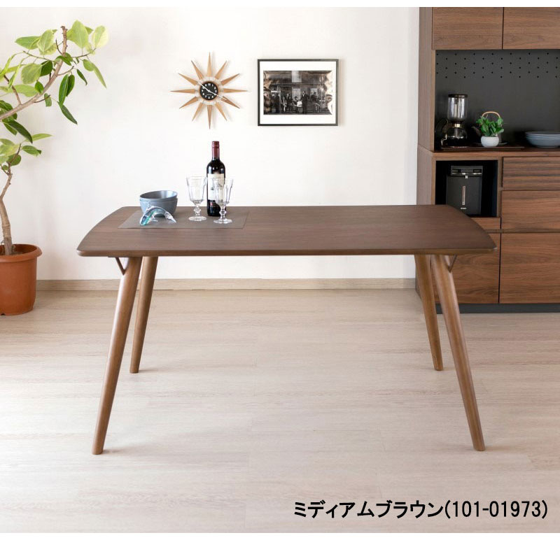 一生紀 ダイニングテーブル 幅140cm 完成品 食卓テーブル 4人掛け 北欧 木製 無垢材 角丸 カフェ風 ISSEIKI CLONE(代引不可)【送料無料】 [3]
