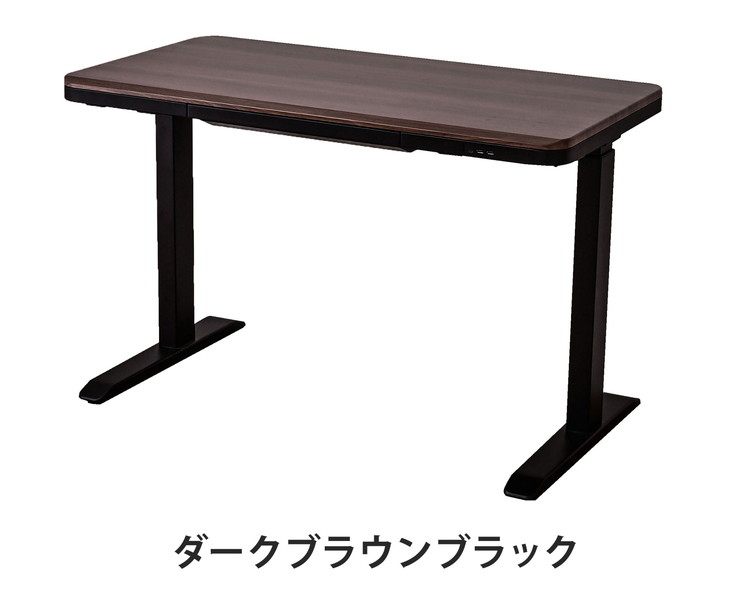 電動昇降デスク 幅114cm 引き出し1杯 USB3口付き ワイヤレスチャージャー 高さ3段...
