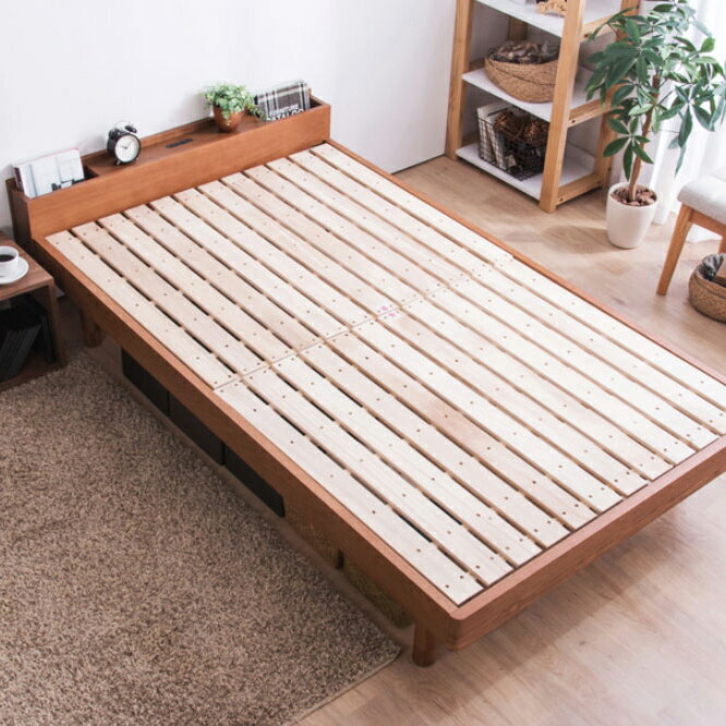 ベッド シングル フレーム 高さ調整 調節 木製 棚付きベッド CUBEキューブ フレームのみ シングル(代引不可)【送料無料】