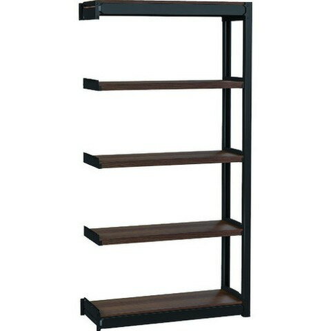 TRUSCO トラスコ TSUG型スチール軽量ボルトレス棚 連結タイプ 木製棚板ウォールナット 5段仕様 高サ180..