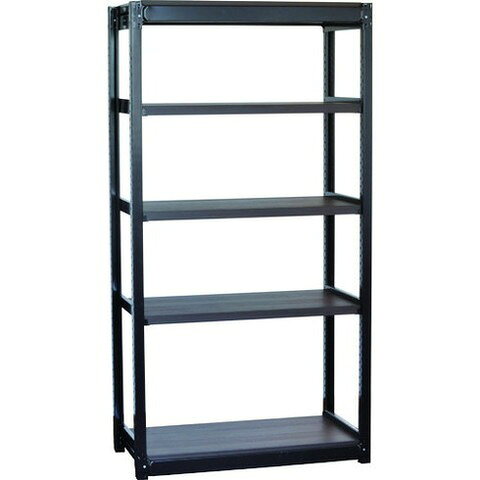 TRUSCO トラスコ TSUG型スチール軽量ボルトレス棚 基本タイプ 木製棚板ウォールナット 5段仕様 高サ1800mm 間口900mm 奥行450mm TSUG10063S5WNBK 組立品 組立設置不可(代引不可)【送料無料】